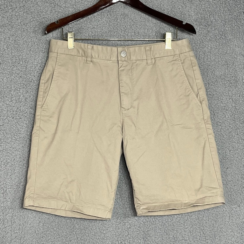 Bonobos Chino Shorts Mens 32 Beige 9" Inseam Flat Front Classic Lightweight